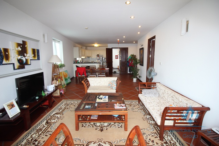 Good quality lake view 2 bedrooms apartment for rent in Truc Bach, Hanoi